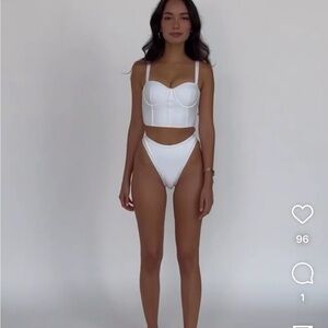 93 play street white bikini. White Bustier Top and High-Waisted Bikini Set